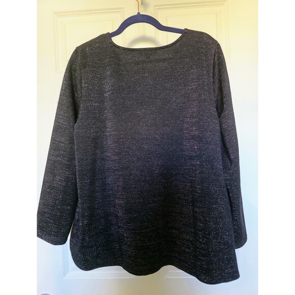 Alfani Plus 2X Black Metallic Sparkle Twist Front Top – Elegant Evening Blouse - Picture 3 of 7